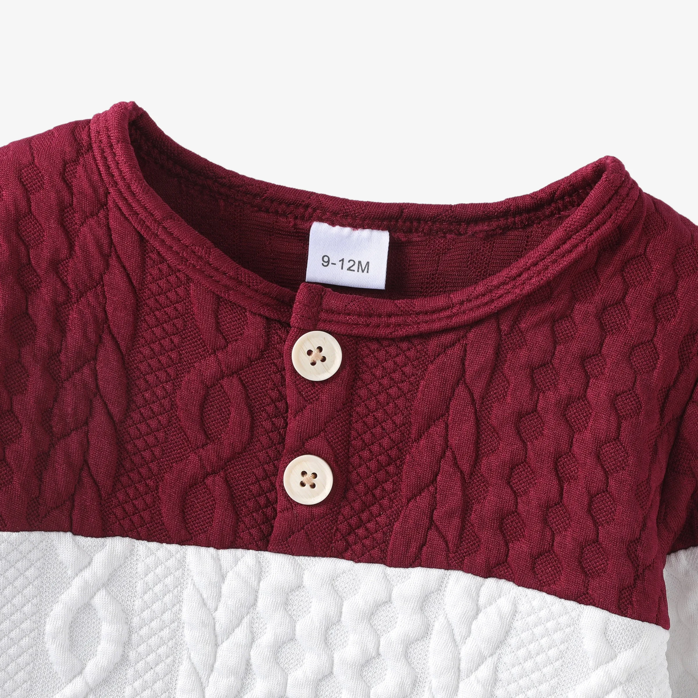 2pcs Baby Color Block Long-sleeve Sweatshirt and Trousers Set