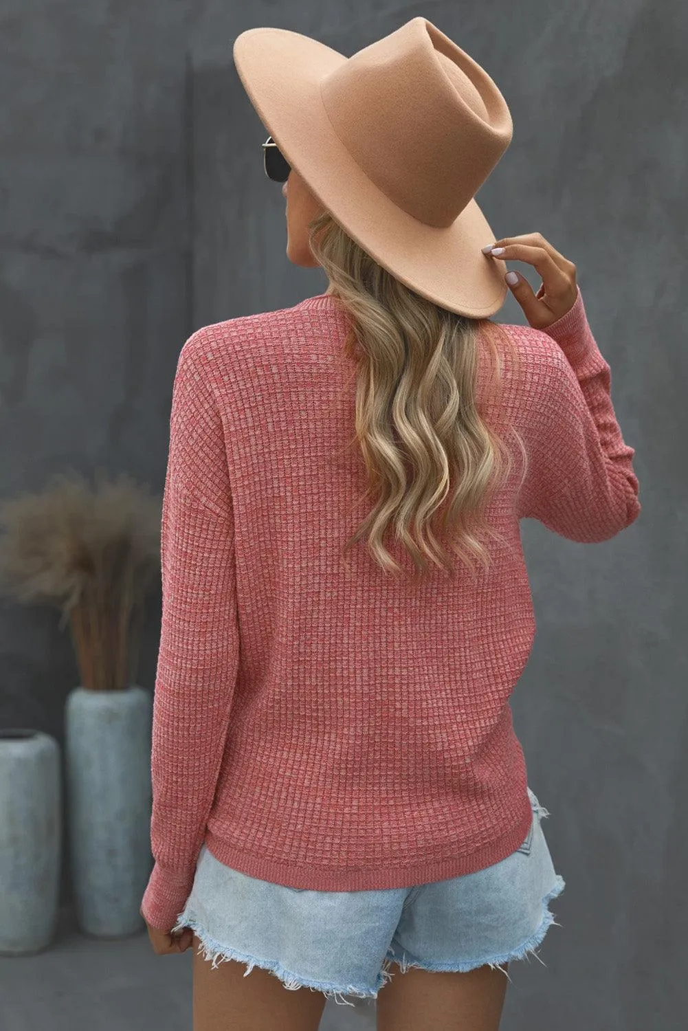Autumn Style Knitted Long Sleeve Surplice Top
