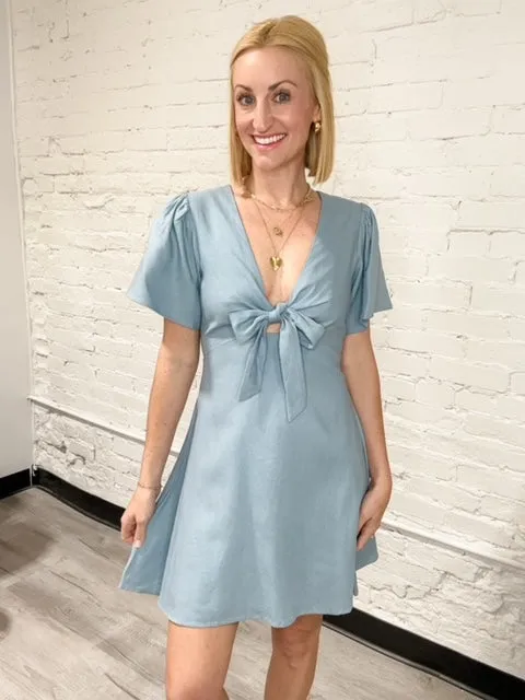 Baby Blue Linen Blend Dress