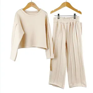 Beige Pleated Two Piece Set