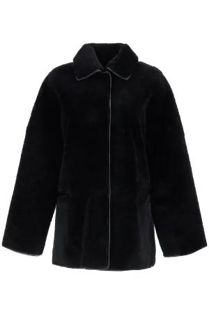 black lambskin oversized shirt-jacket 244 WRO0135 LE0080 BLACK