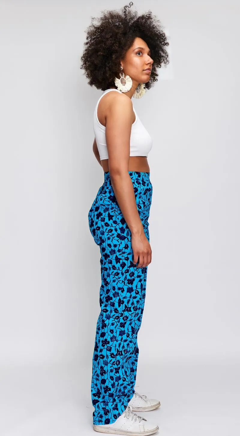 Blue African Print Trousers