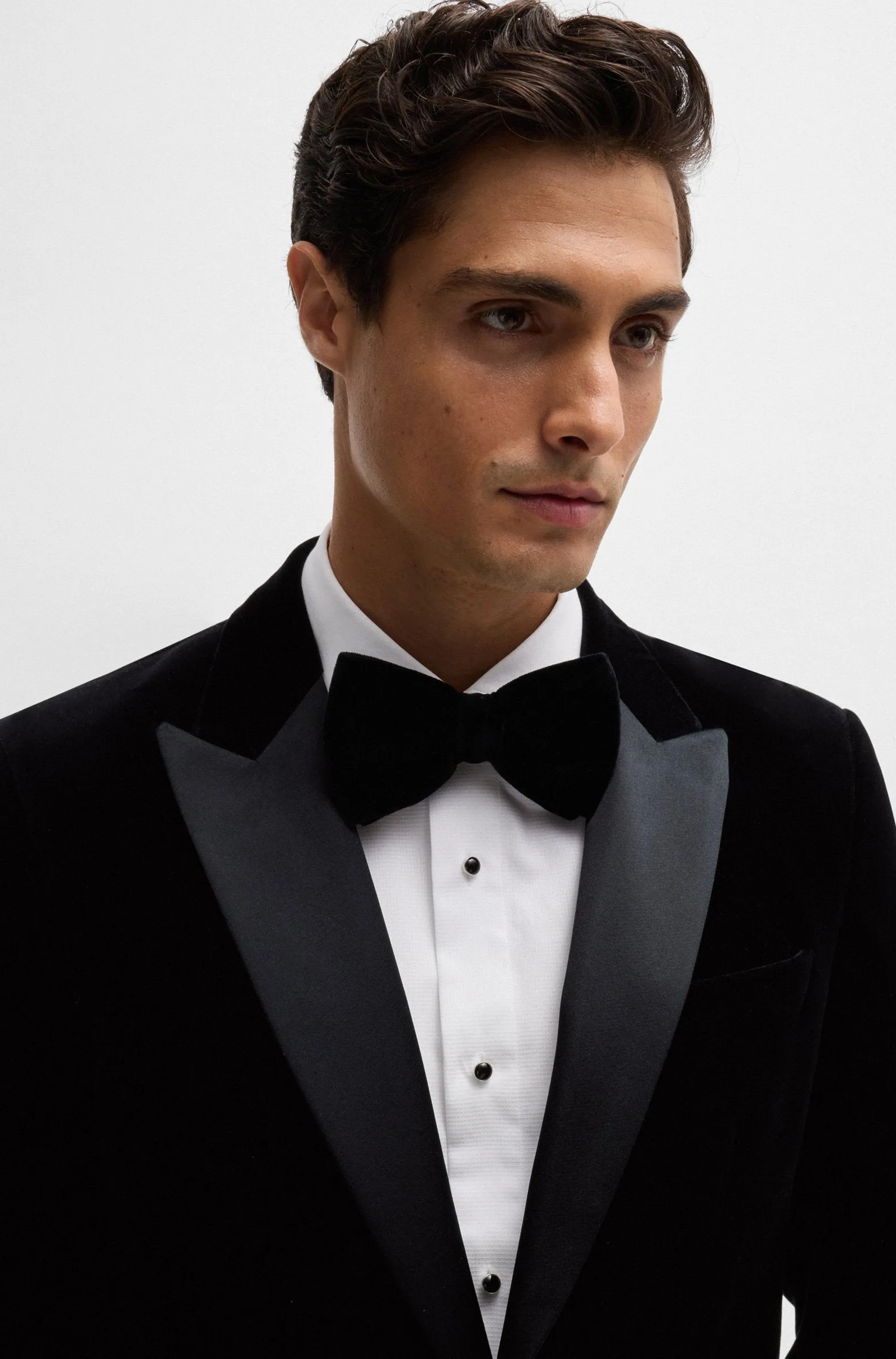 BOSS - H-HUTSON TUX Black Slim-Fit Tuxedo Jacket In Pure-Cotton Velvet 50484709 001