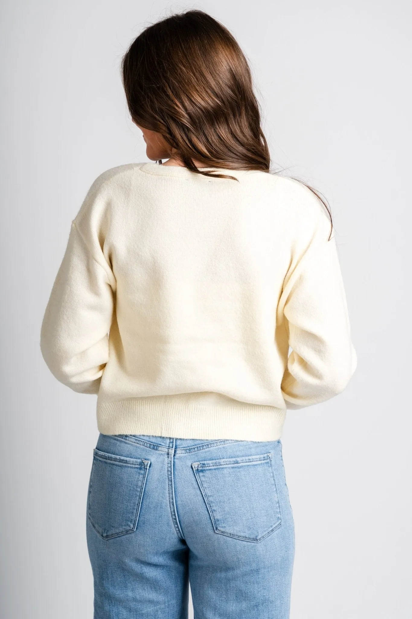 Bow detail sweater cream