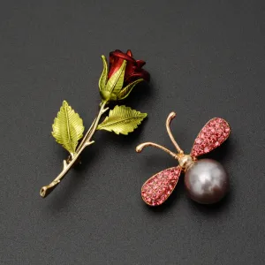 Brooch High-end Pearl Rhinestone Bee Rose Corsage Trendy Sweater Pin Accessories