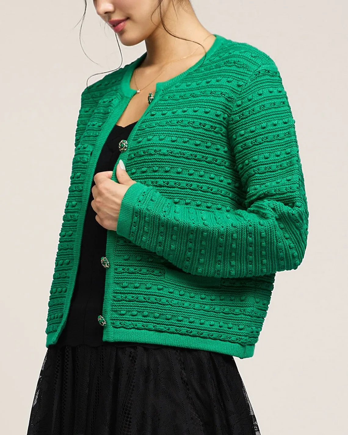 Button down Cardigan with Pockets - Green