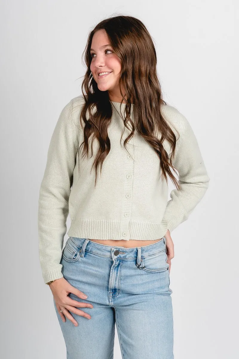 Button sweater cardigan dusty sage