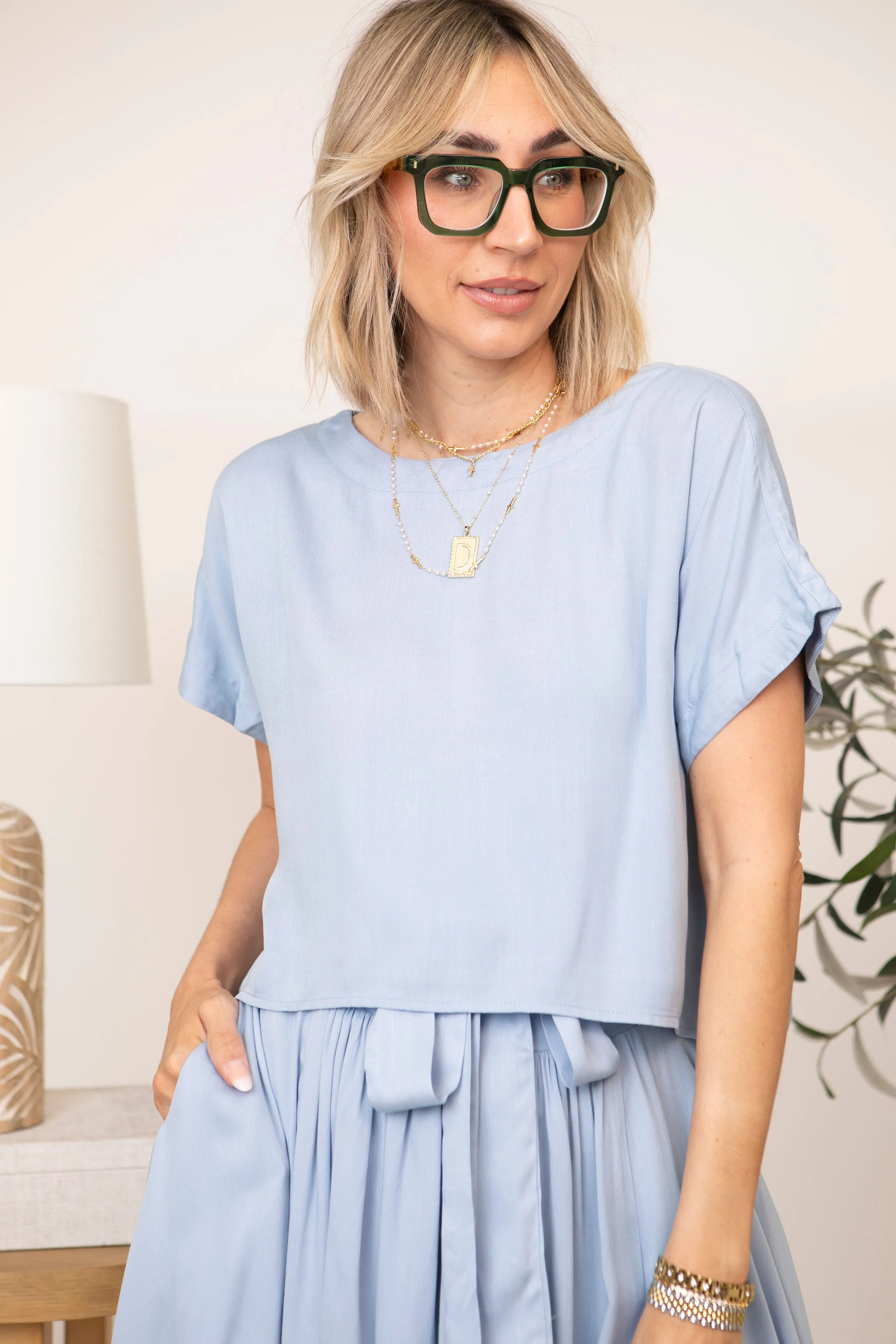 Classy Coordinates Crop Shirt with Midi Skirt Set (S-L)