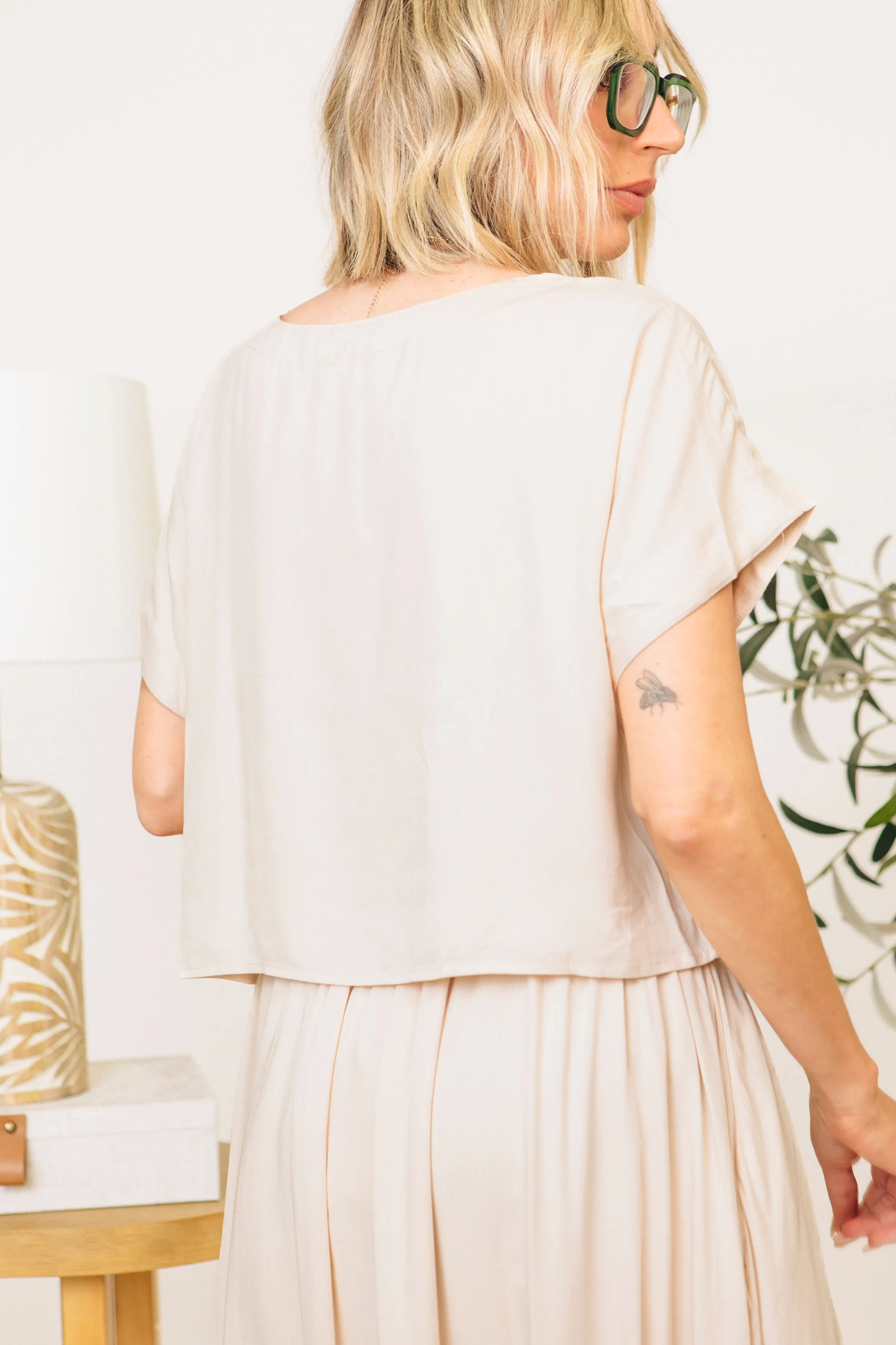 Classy Coordinates Crop Shirt with Midi Skirt Set (S-L)