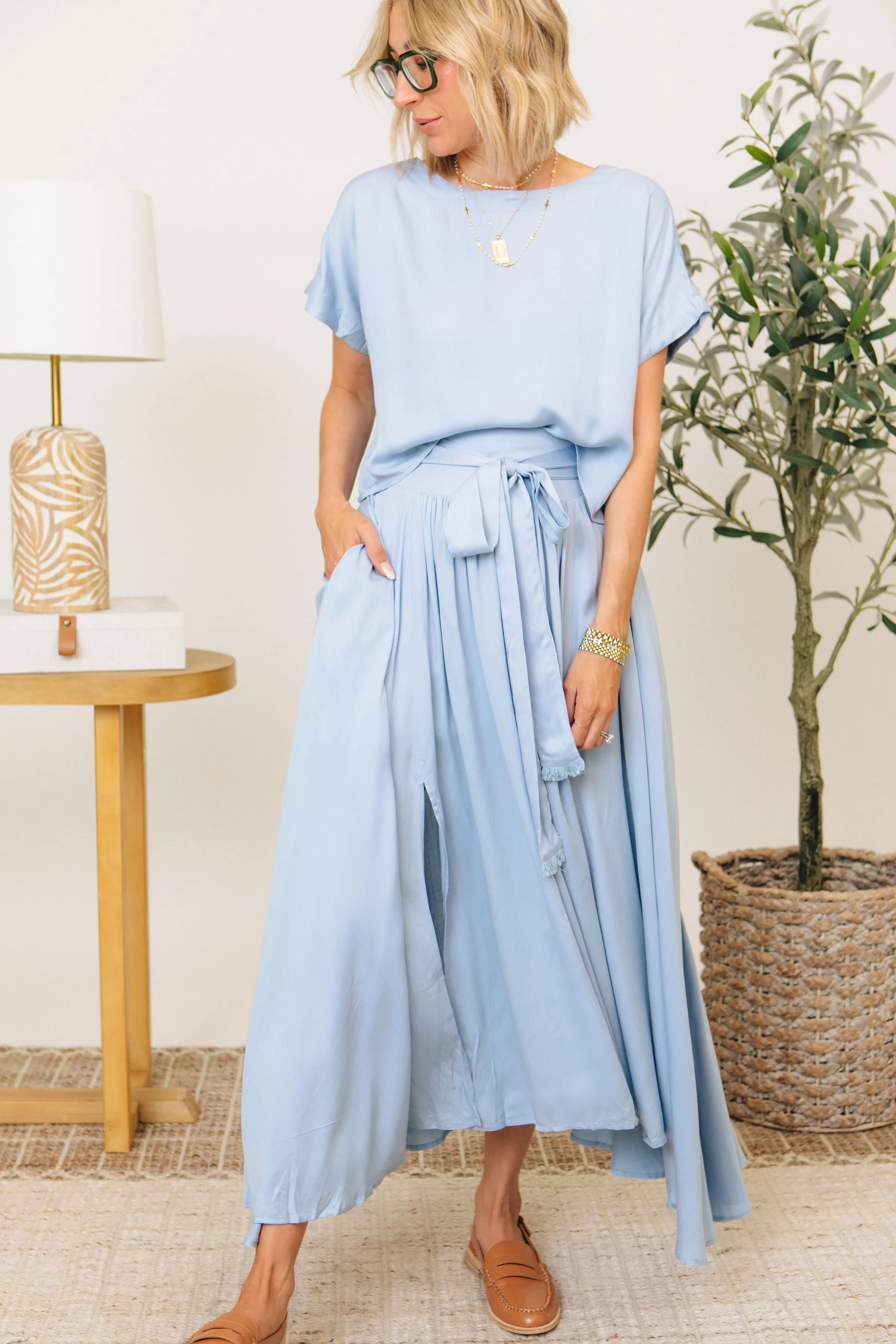 Classy Coordinates Crop Shirt with Midi Skirt Set (S-L)