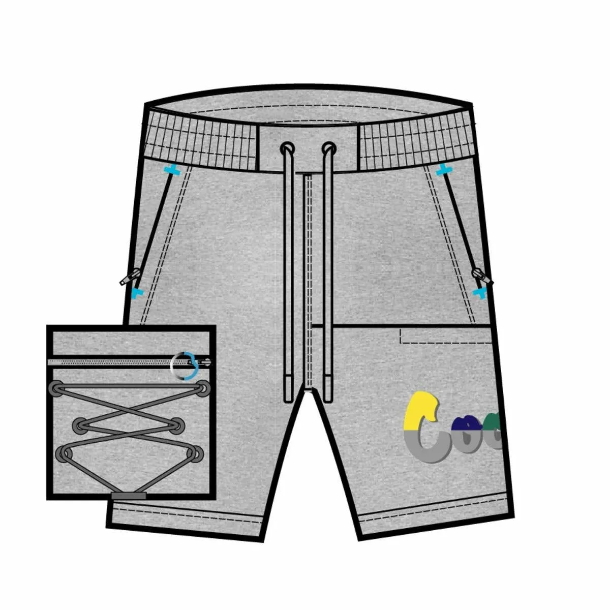 Cookies Catamaran Cotton Grey Tech Shorts (1559B6304)