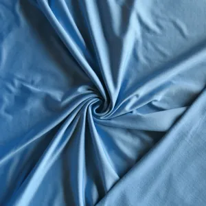 Country Blue Poly Lycra Fleece Back Knit Fabric