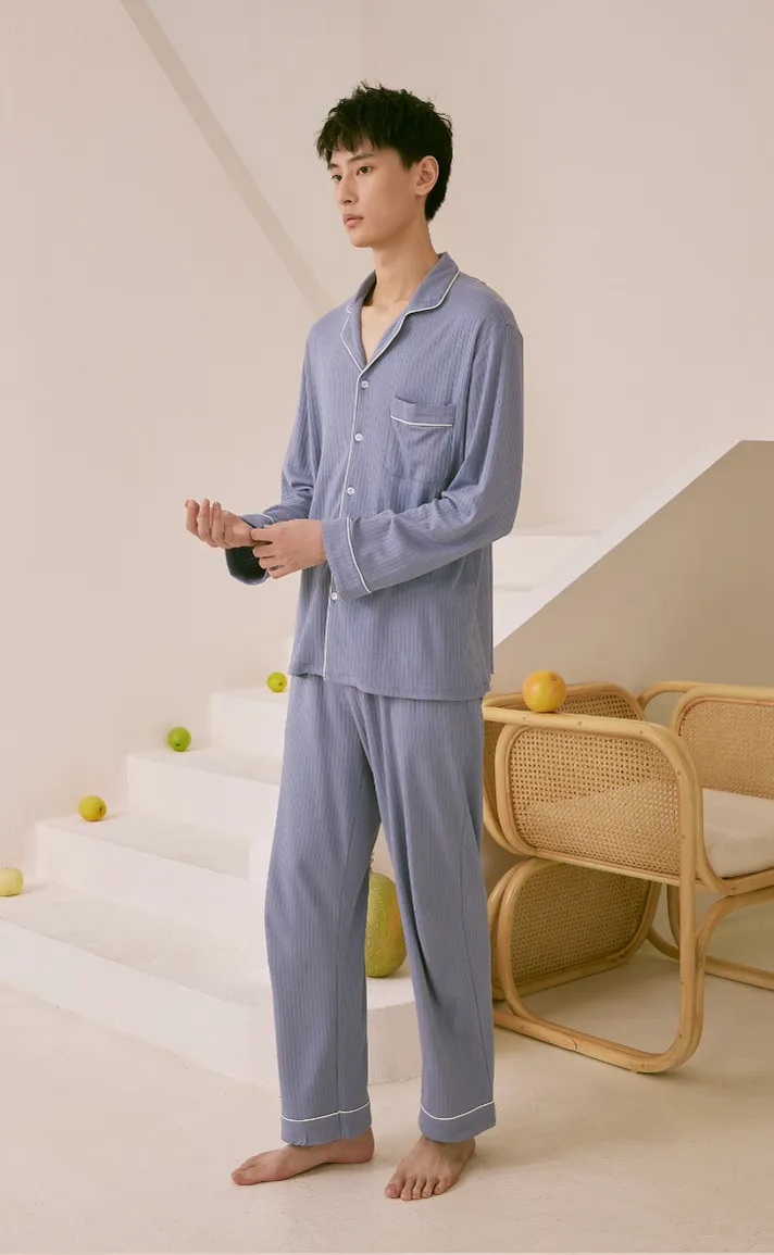 Cozy •  Premium Cotton Long Sleeve Pajamas Set (Men)