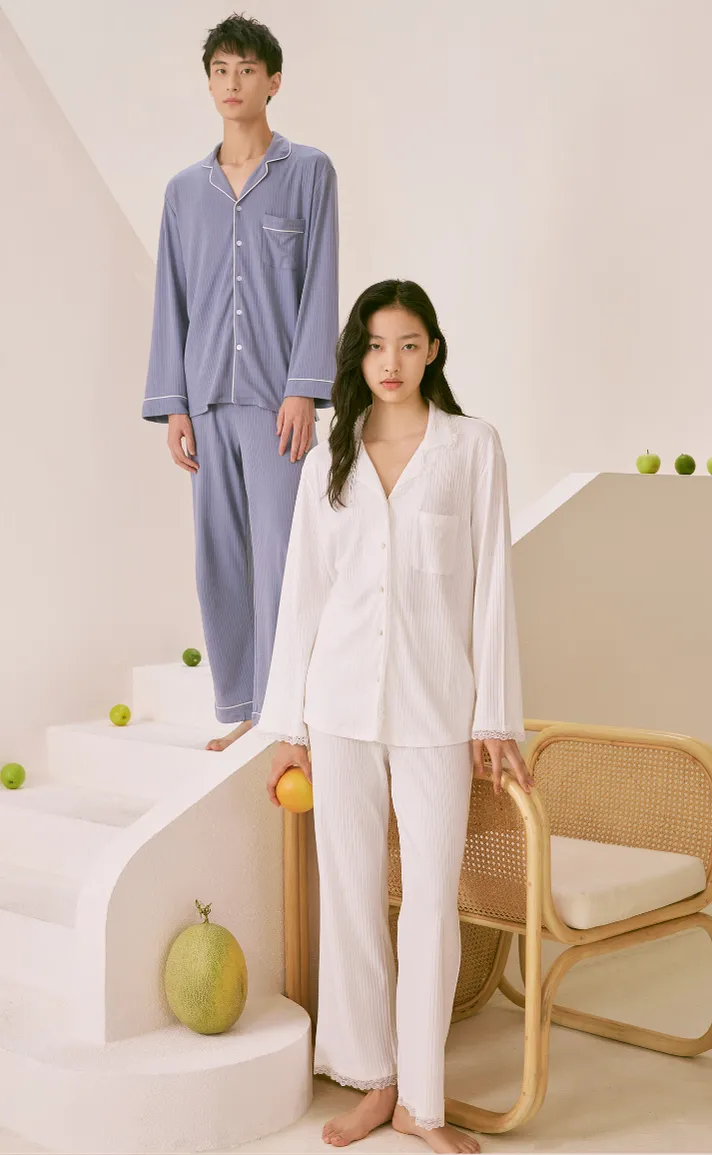 Cozy •  Premium Cotton Long Sleeve Pajamas Set (Men)