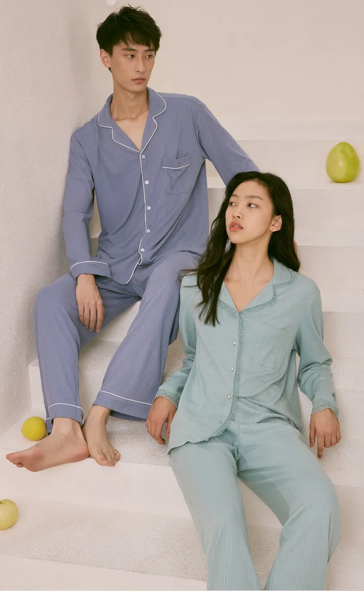 Cozy •  Premium Cotton Long Sleeve Pajamas Set (Men)
