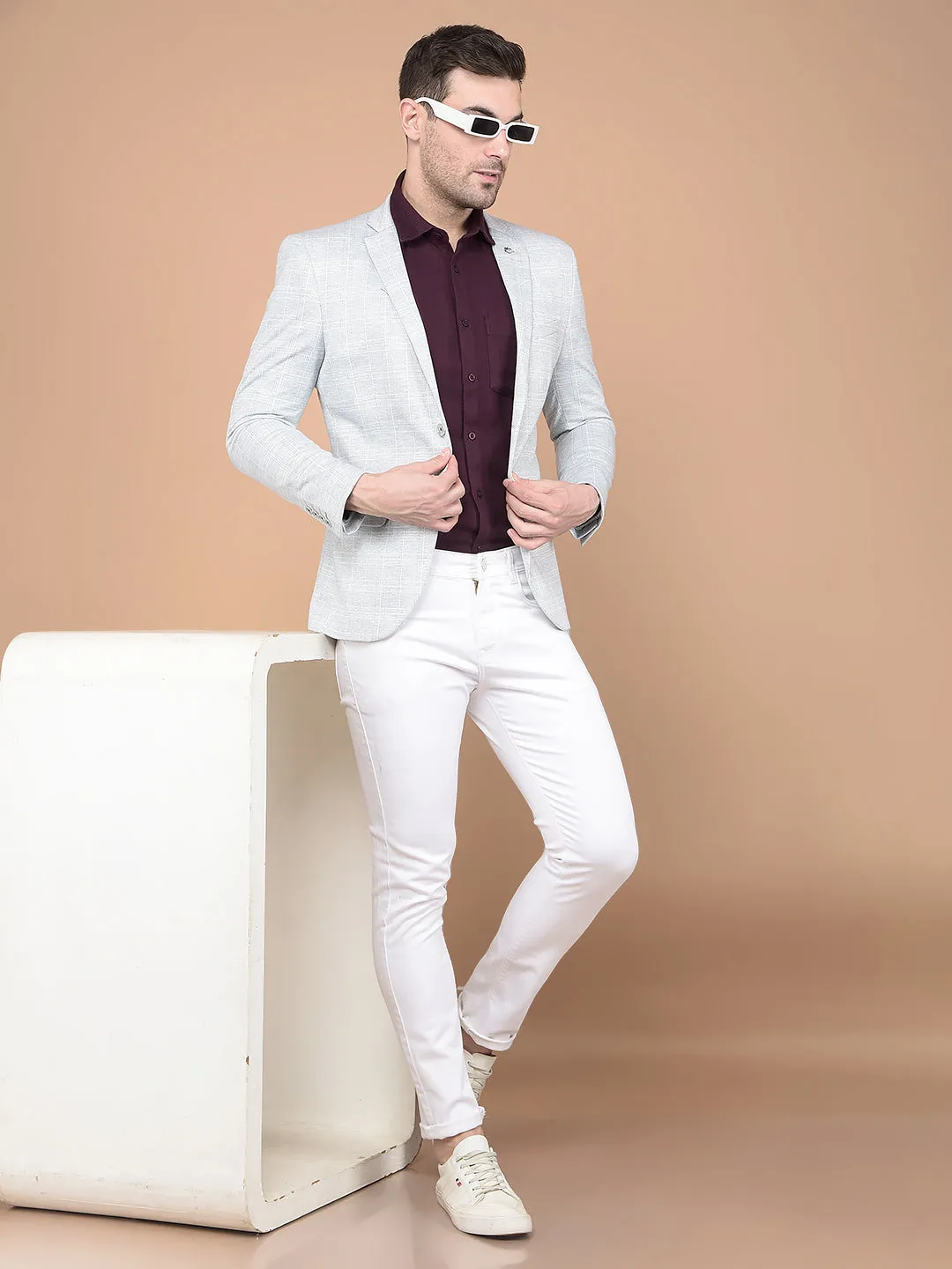 Cream Pin-Stripe Blazer