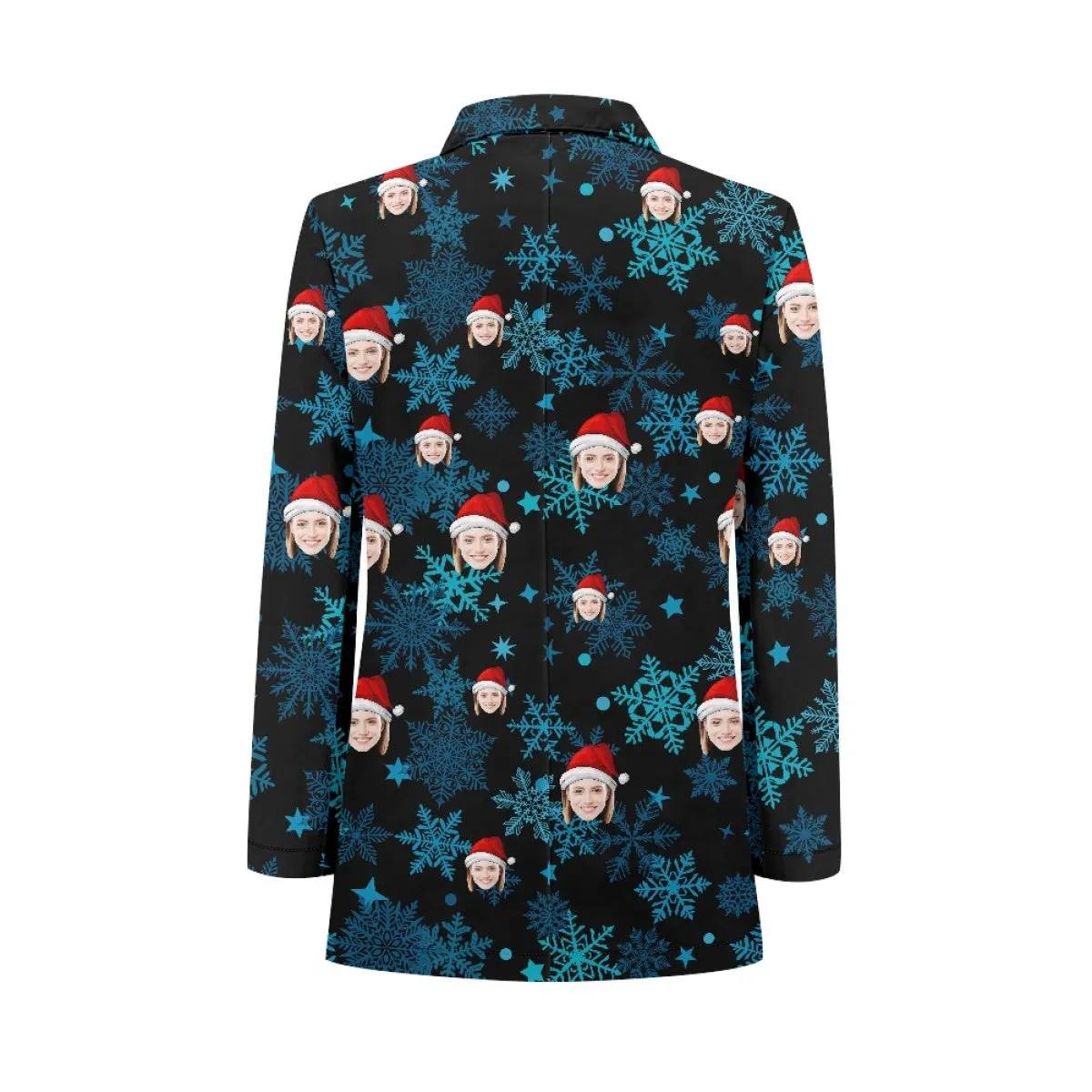 Custom Face Christmas Snowflake Women's Blazers Personalized Jacket Casual Coats