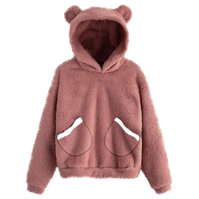 Cute Bear Warm Pullover Fluffy hoodie