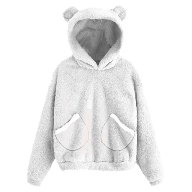 Cute Bear Warm Pullover Fluffy hoodie