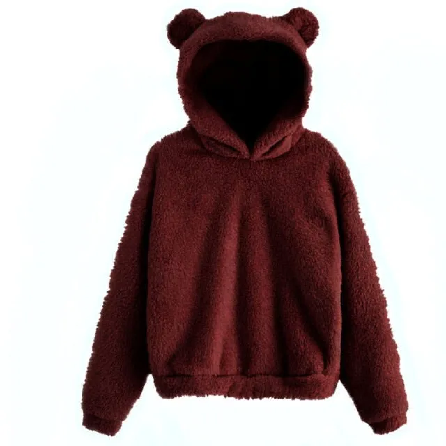 Cute Bear Warm Pullover Fluffy hoodie