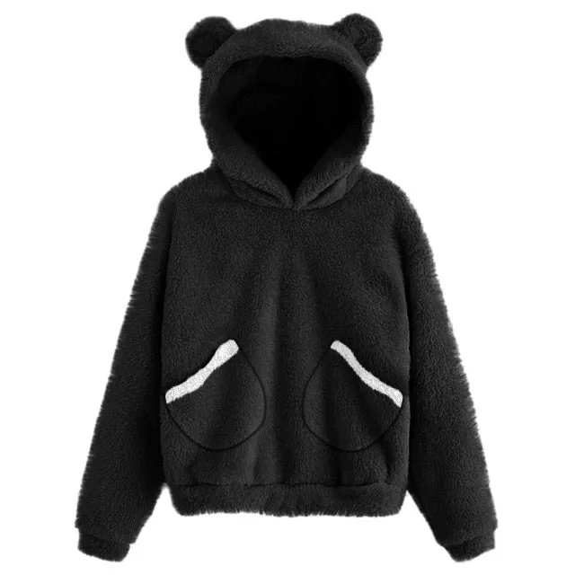 Cute Bear Warm Pullover Fluffy hoodie