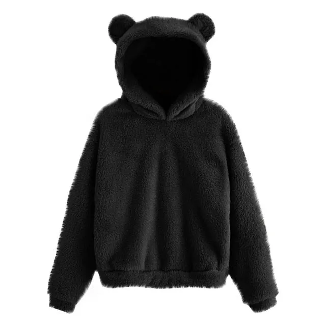 Cute Bear Warm Pullover Fluffy hoodie