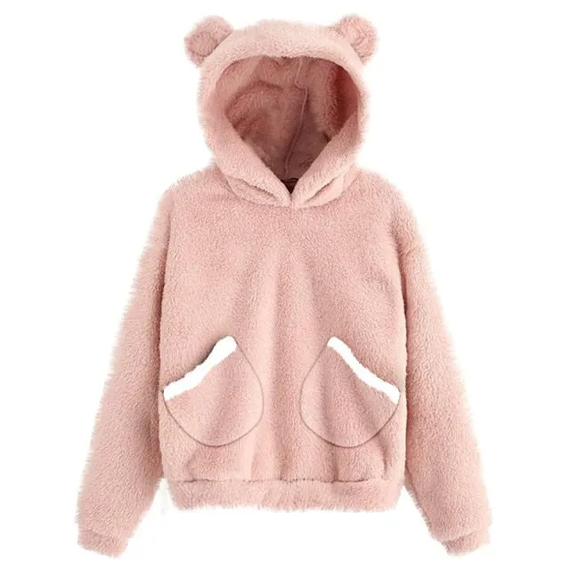 Cute Bear Warm Pullover Fluffy hoodie