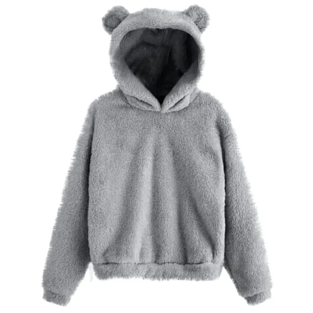 Cute Bear Warm Pullover Fluffy hoodie