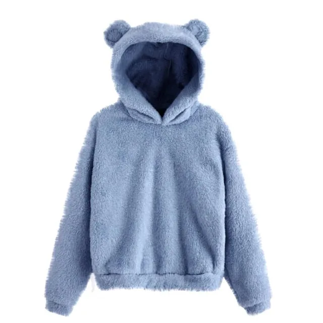 Cute Bear Warm Pullover Fluffy hoodie