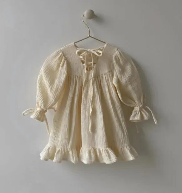 European And American Spring And Autumn Girls Cotton And Linen Lace-up British Temperament Dress