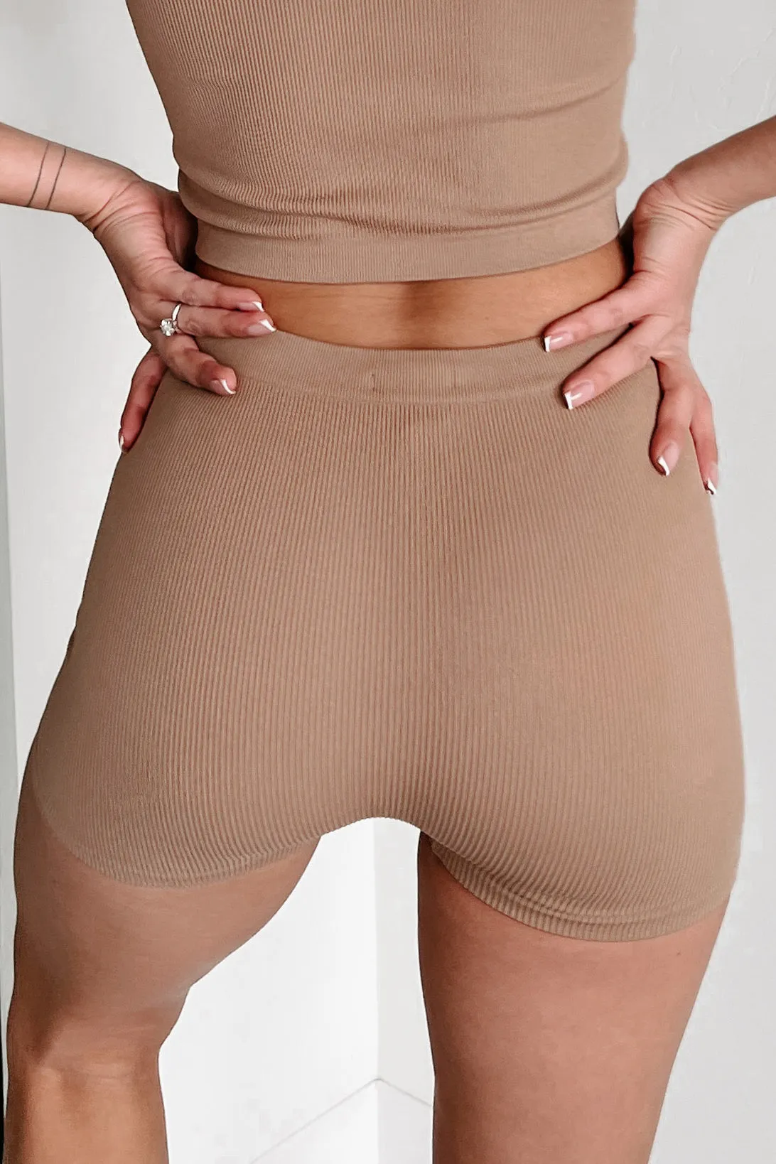 Feeling Comfortable Seamless Ribbed Shorts (Nude)