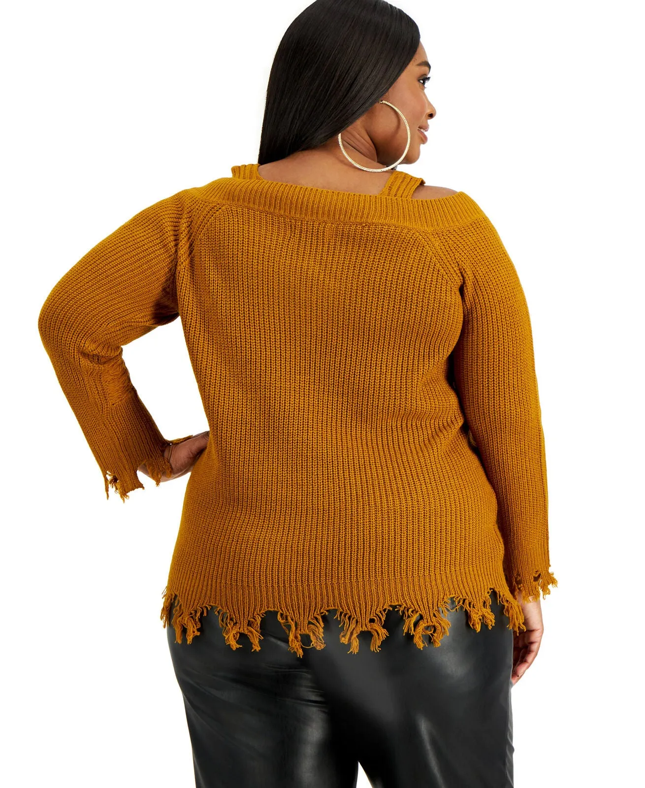 Full Circle Trends Womens Plus Trendy Ripped-Edge Sweater, Size 2X