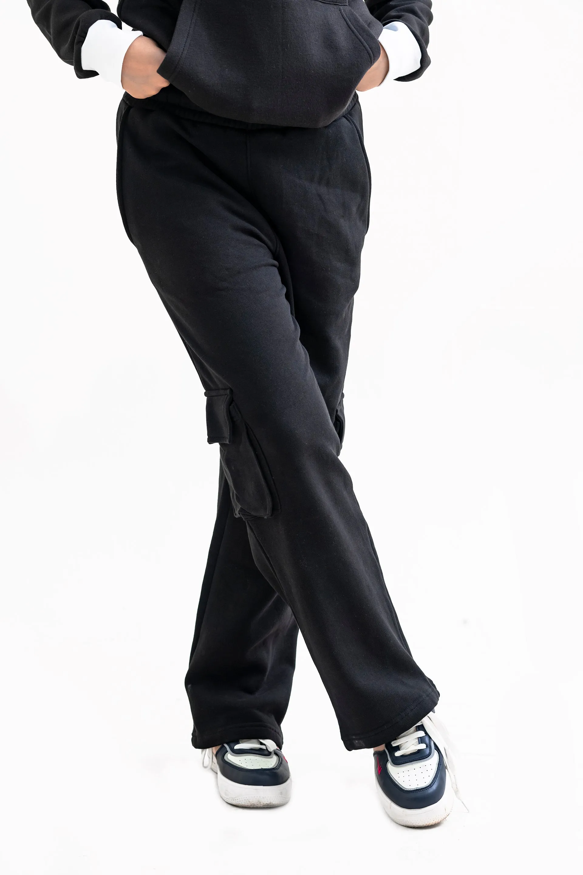 FX Cargo Pocket Trousers For Women-2586-Black