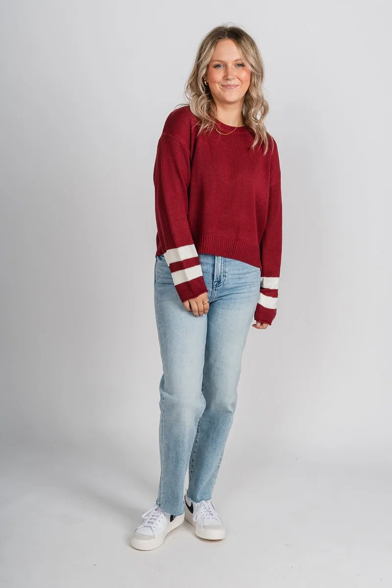 Game day sweater burgundy/white