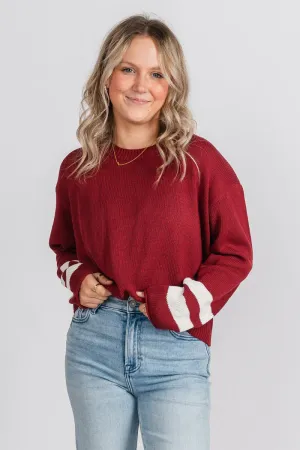 Game day sweater burgundy/white