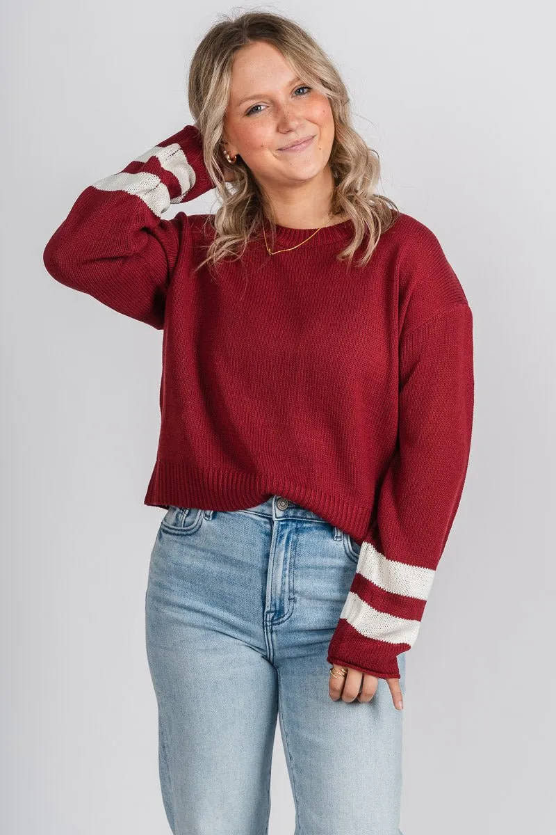 Game day sweater burgundy/white