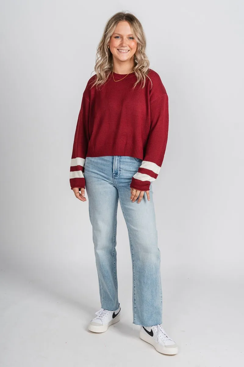 Game day sweater burgundy/white