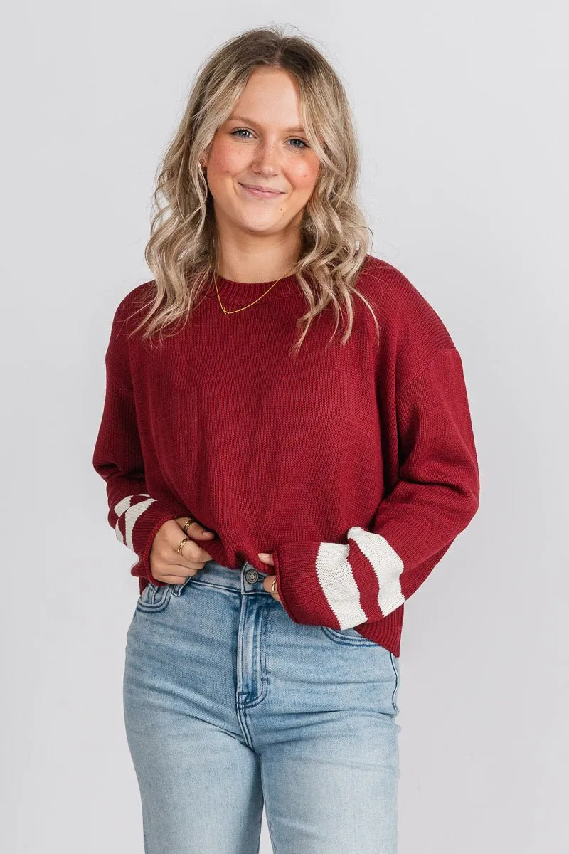 Game day sweater burgundy/white