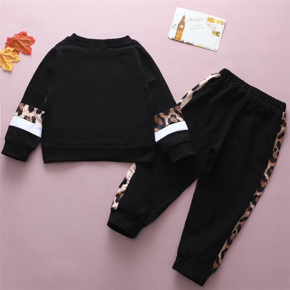 Girls Leopard Long Sleeve Top & Trousers Wholesale Girl Clothing