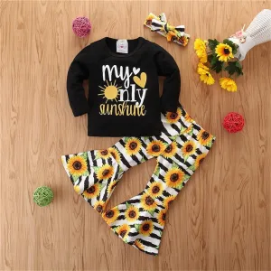 Girls Letter Long Sleeve & Sunflower Bell Trousers Baby Girl Wholesale