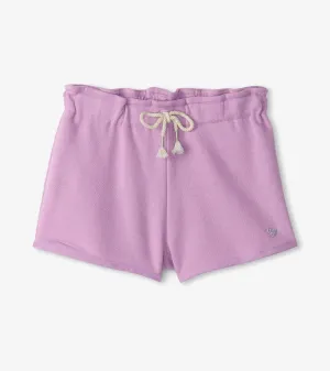 Girls Lilac Paper Bag Shorts