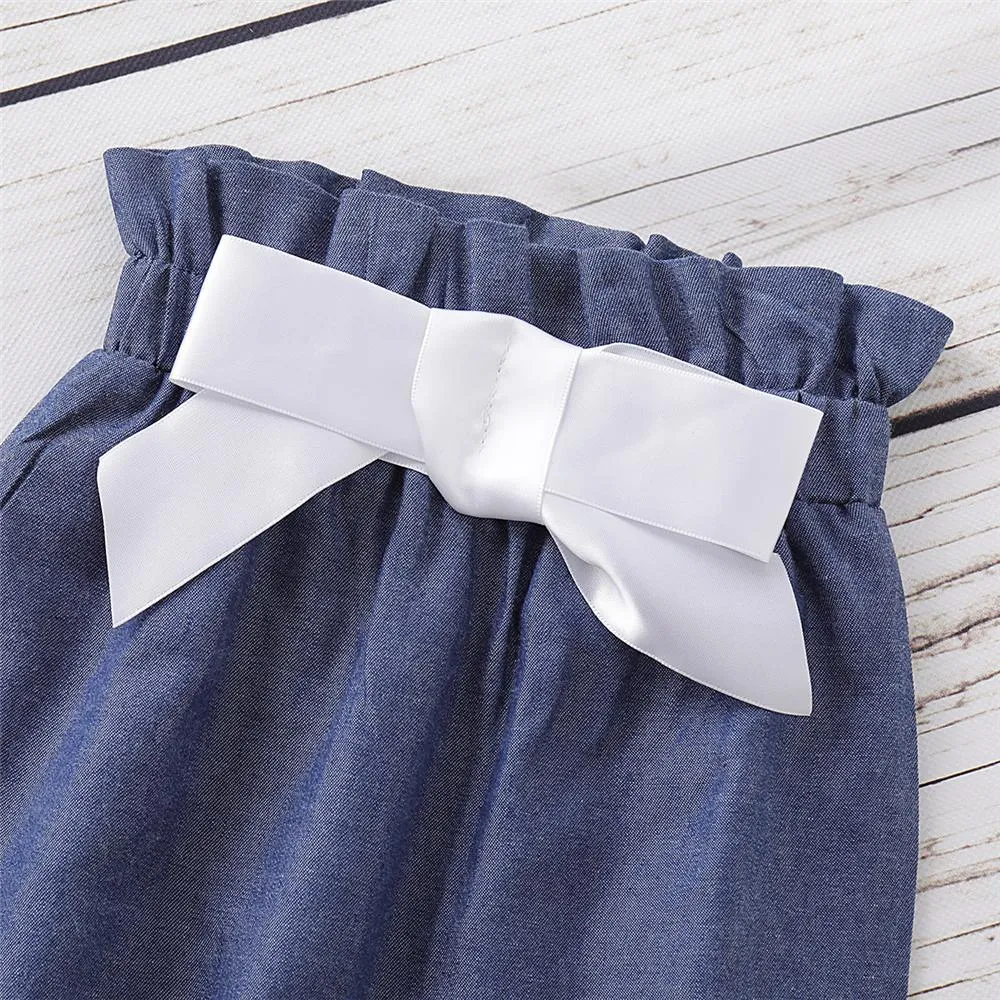 Girls Solid Color Casual Top & Trousers & Headband Girls Clothing Wholesale