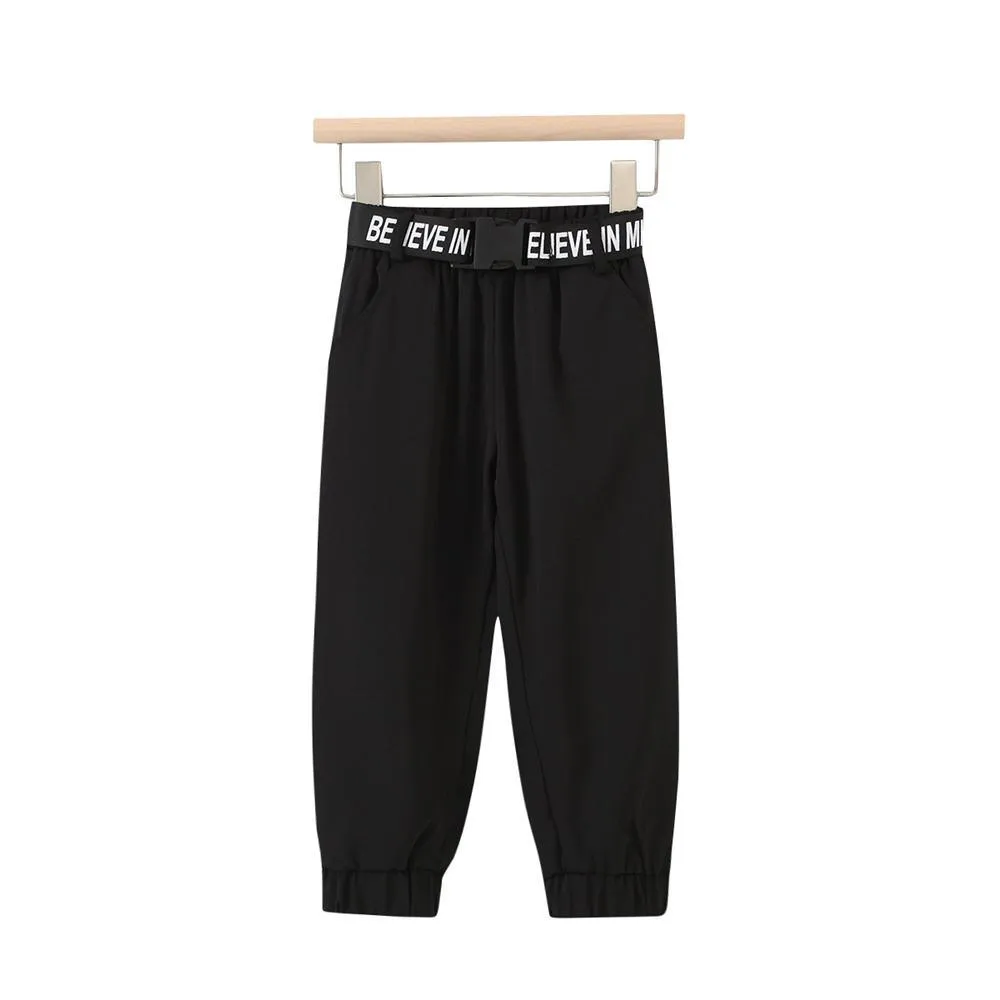 Girls Solid Letter Printed Trousers Wholesale Girl Boutique Clothing