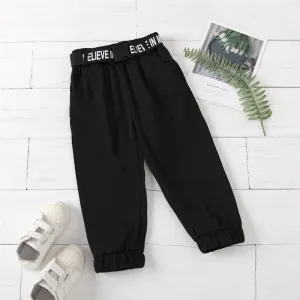 Girls Solid Letter Printed Trousers Wholesale Girl Boutique Clothing