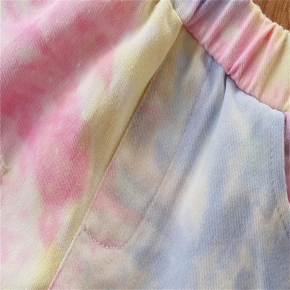 Girls Tie Dye Pocket Ripped Flared Trousers Wholesale Kids