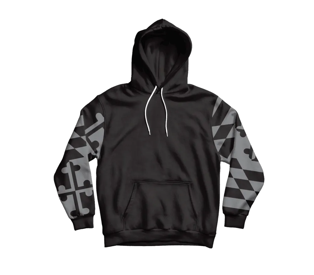 Greyscale Maryland Flag Sleeves (Black) / *Youth* Hoodie