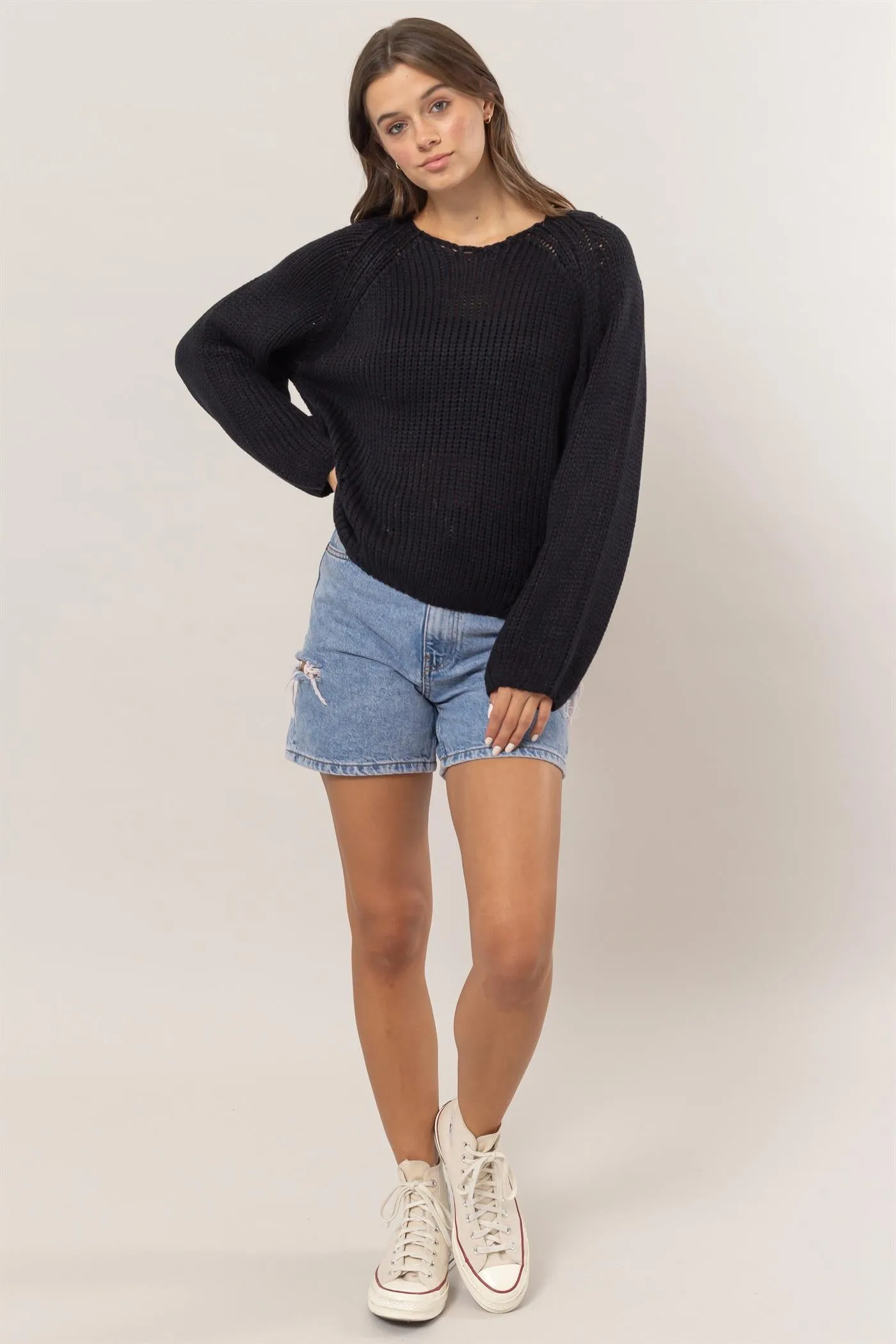 HF24F780-Ribbed Sweater Pullover