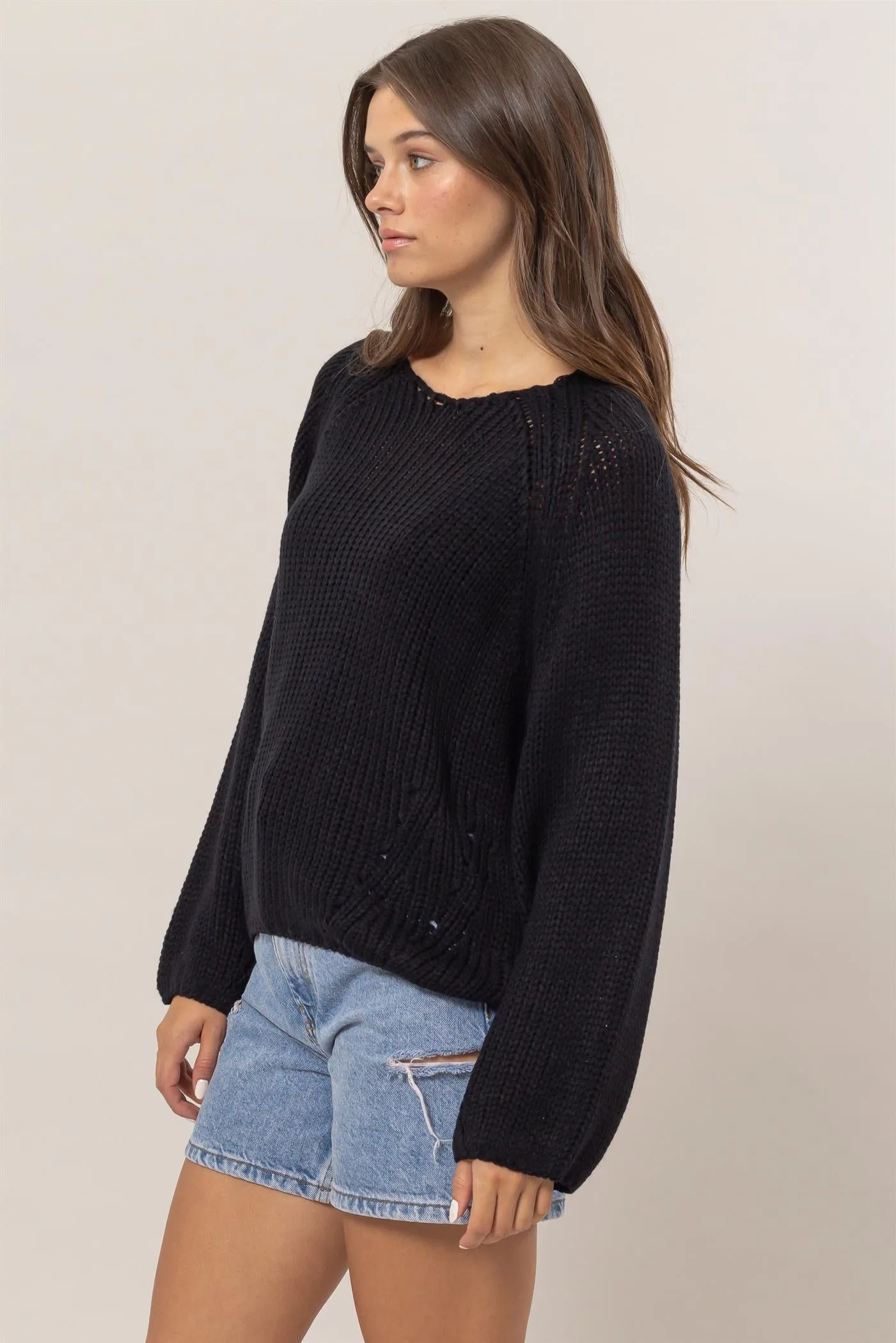 HF24F780-Ribbed Sweater Pullover