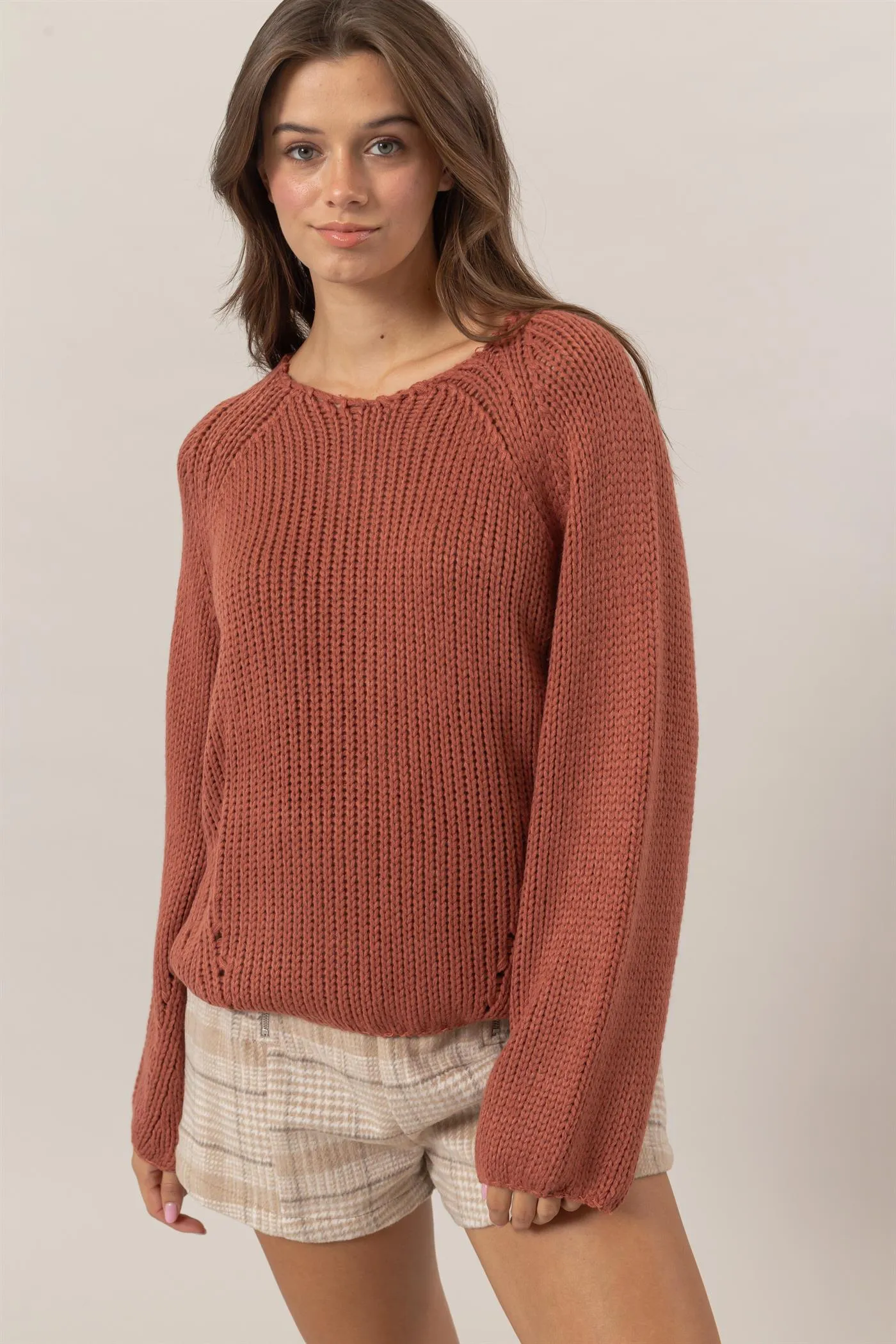 HF24F780-Ribbed Sweater Pullover
