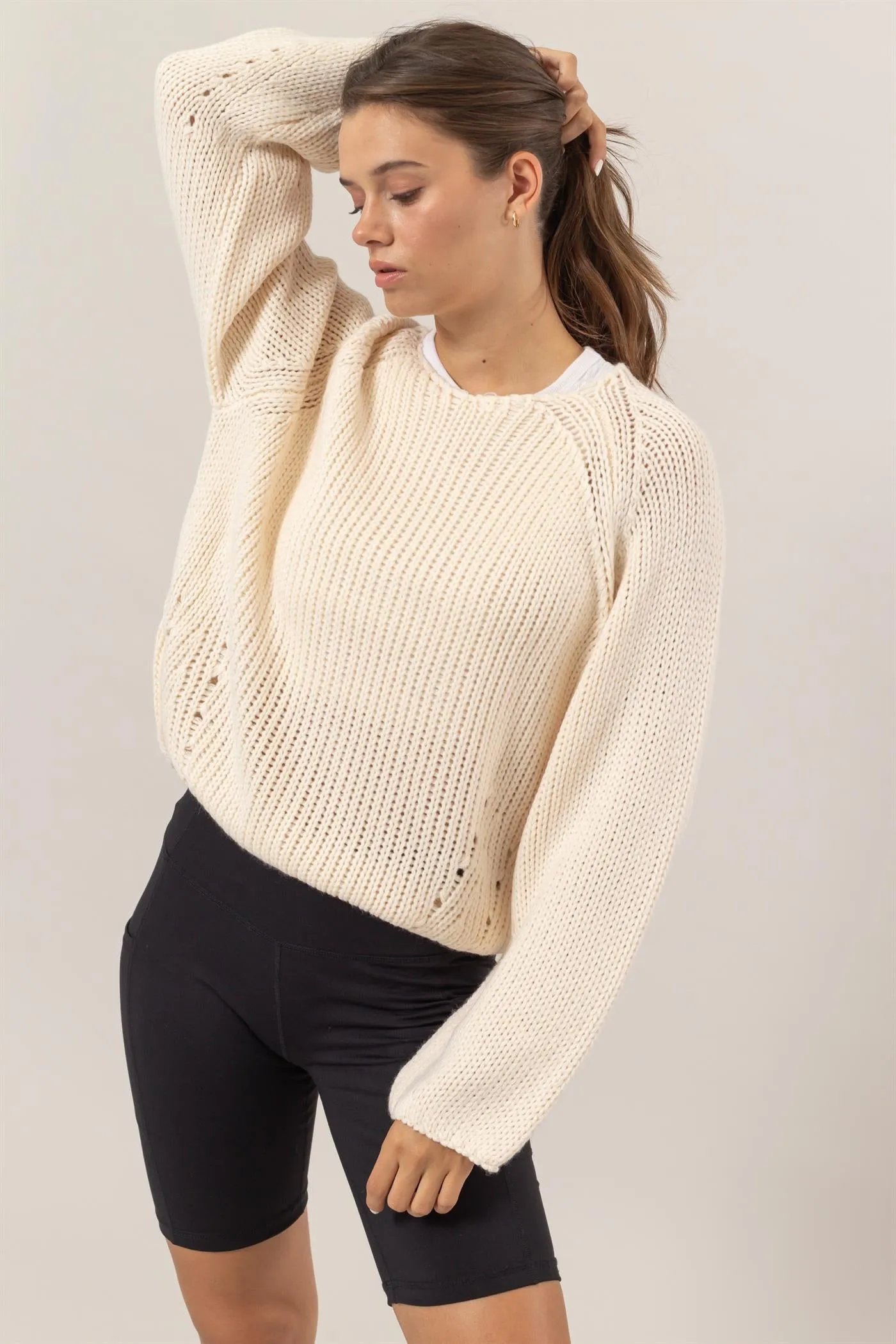 HF24F780-Ribbed Sweater Pullover